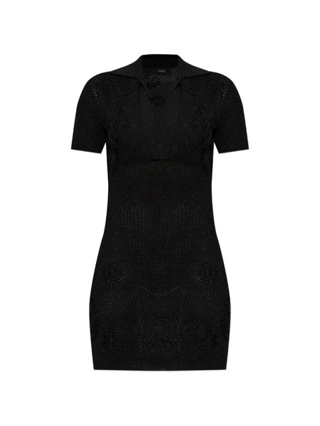  Amiri V-neck Knitted Mini Dress - Black 