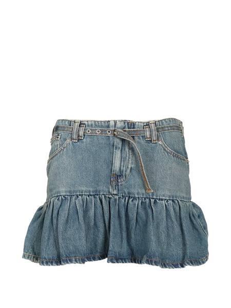  Amish Ginza Ruffled-hem Mini Skirt - Blue 