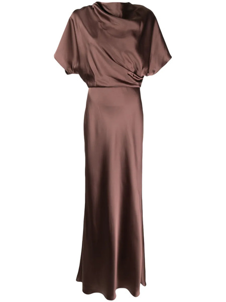  Amsale Draped Satin Gown - Brown 