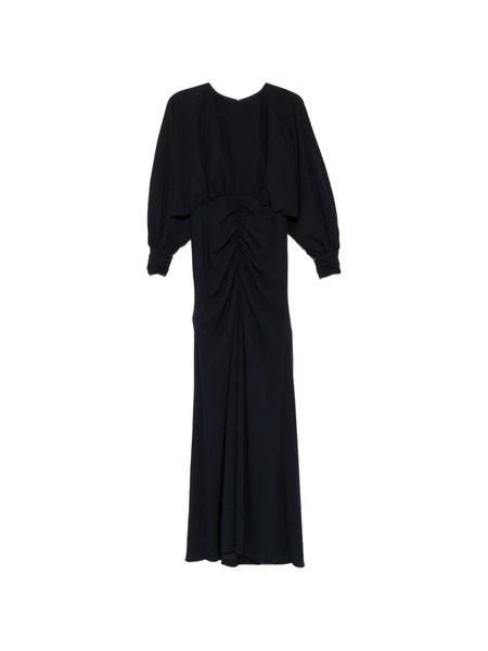  Amsale Pebble Crepe Gathered Maxi Dress - Blue 