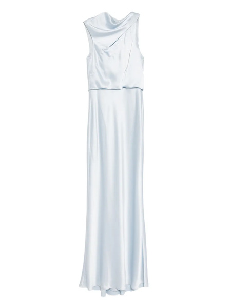  Amsale Satin Draped Dress - Blue 