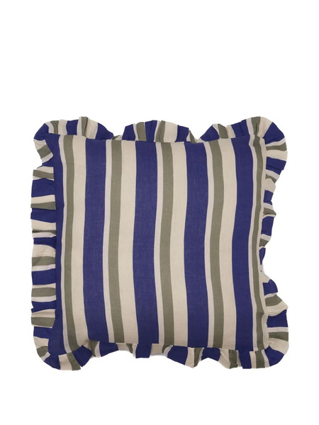  Amuse La Bouche Striped Ruffled Cushion Cover - Black 