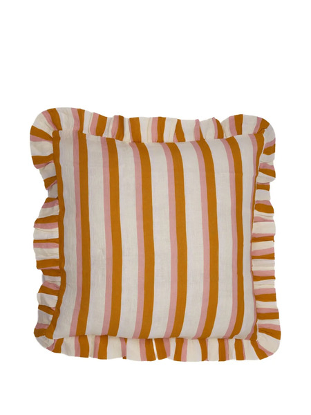  Amuse La Bouche Striped Ruffled Cushion Cover - Neutrals 