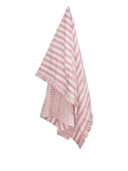  Amuse La Bouche Striped Ruffled Quilt - Pink 