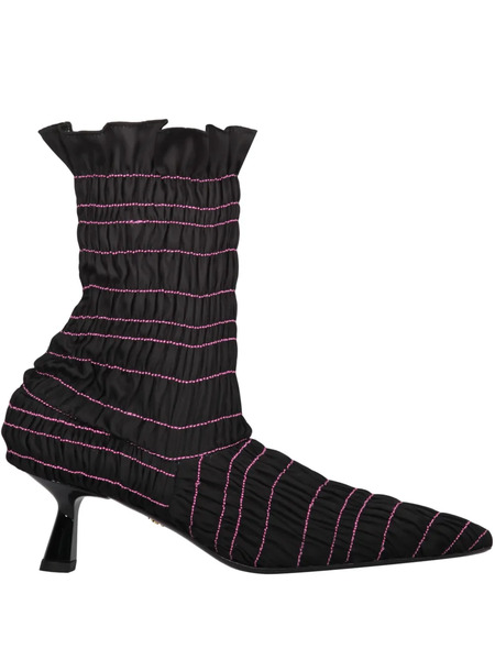  Amy Crookes Ruffle-detail Ankle Boots - Black 