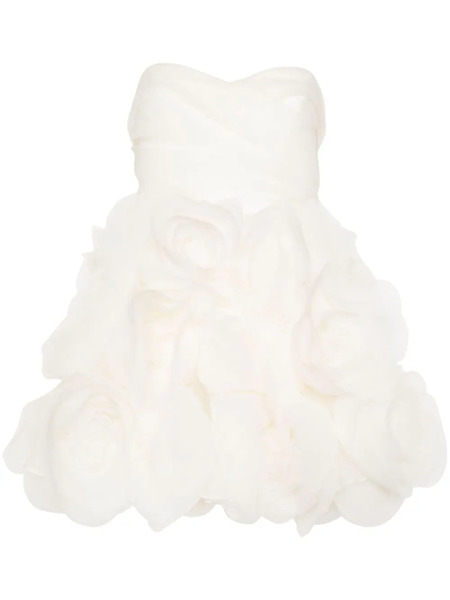  Ana Radu Floral-appliqué Strapless Minidress - Neutrals 