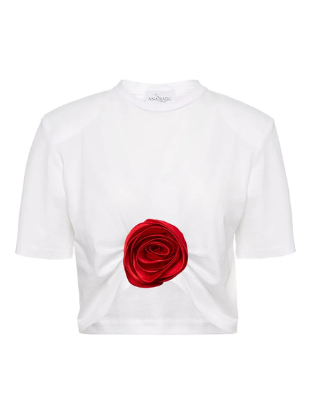  Ana Radu Rose-embellished Cropped Top - White 