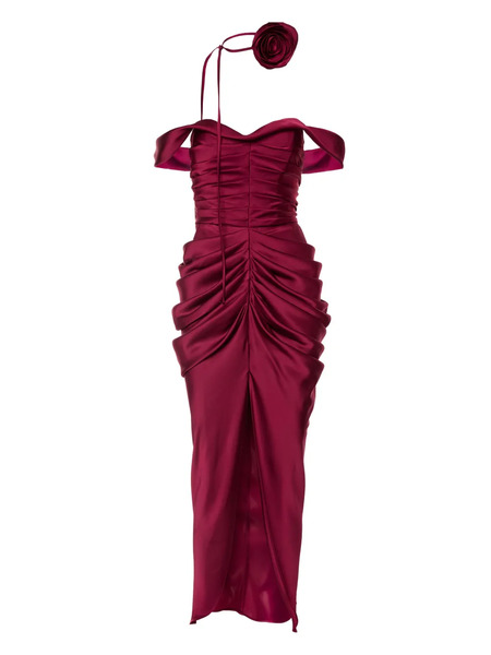  Ana Radu Rose-embellished Draped Dress - Red 