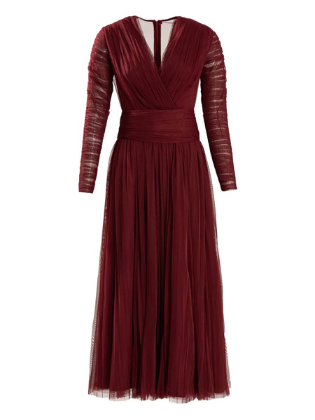  Ana Radu V-neck Long-sleeve Midi Dress - Red 