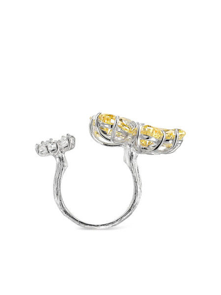  Anabela Chan 18k White Gold Daisy Flower Ring - Yellow 