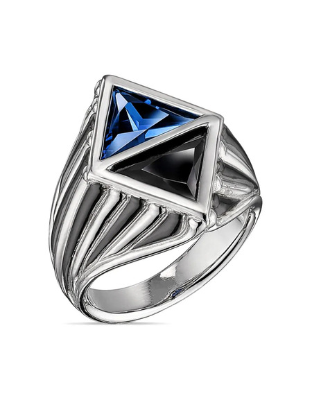  Anabela Chan 18k White Gold Signet Sapphire Diamond Ring - Silver 