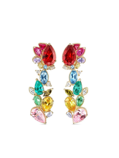  Anabela Chan 18k Yellow Gold Garden Of Eden Multi-stone Earrings - Red 