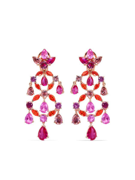  Anabela Chan 18kt Gold Chandelier Multi-stone Earrings - Red 