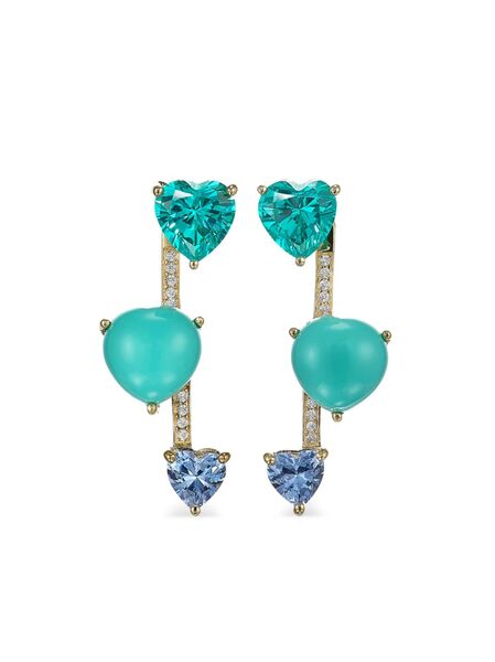  Anabela Chan 18kt Gold Pendulum Multi-stone Earrings - Blue 