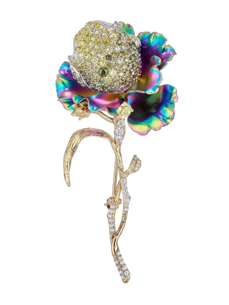  Anabela Chan 18kt Gold Vermeil Floral Gemstone Brooch 
