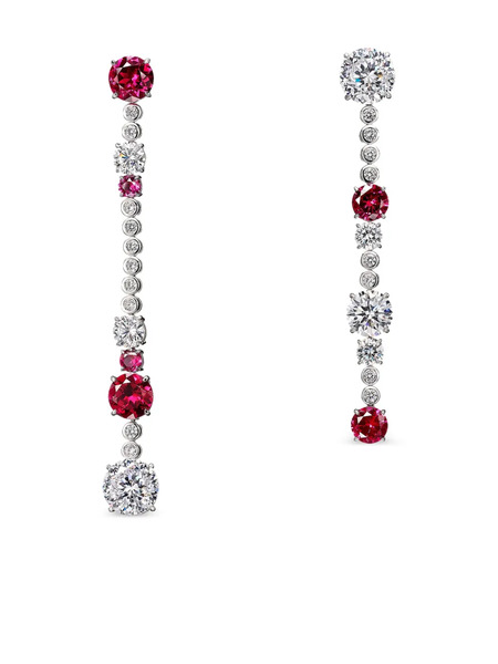  Anabela Chan 14kt White Gold And Rhodium Vermeil Garden & Time Morse Code Ruby And Diamond Earrings - Silver 