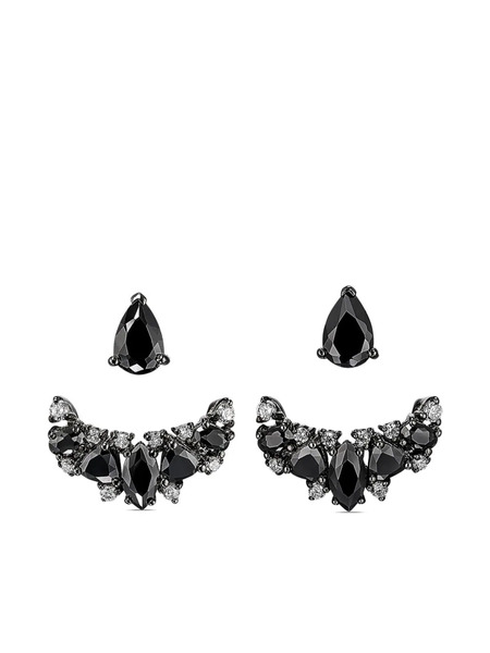  Anabela Chan 18kt White Gold Twinkle Ear-jacket Earrings - Black 