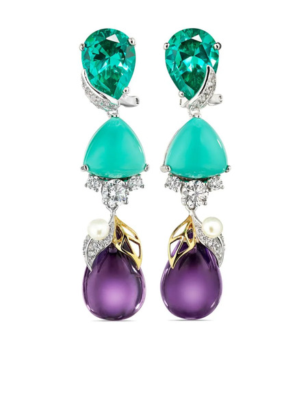 Anabela Chan 18kt White Gold Vermeil Berry Multi-stone Earrings - Blue 