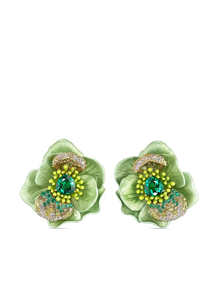  Anabela Chan 18kt Yellow Gold Citrus Bloom Multi-stone Earrings - Green 