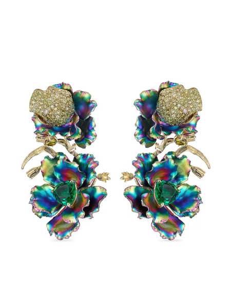  Anabela Chan 18kt Yellow Gold Magnolia Multi-stone Earrings - Blue 