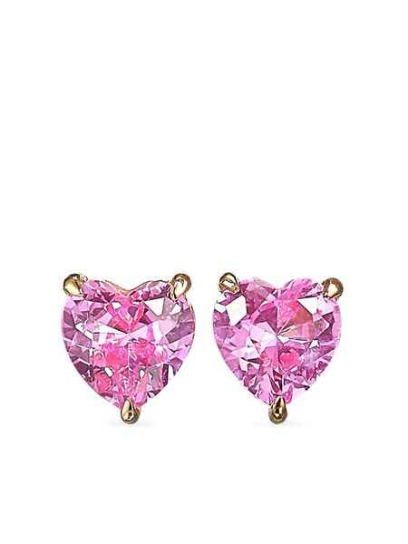  Anabela Chan 9kt Yellow Gold Mini Heart Sapphire Stud Earrings 