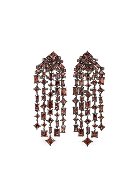  Anabela Chan Rhodium Cascade Quartz Earrings - Brown 