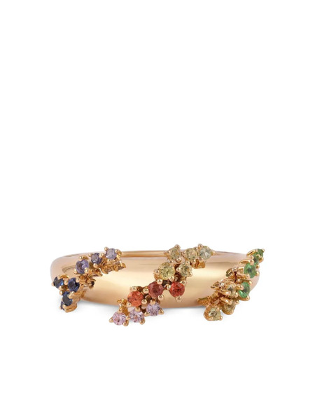  Ananya 18k Yellow Gold Scatter Sapphire And Diamond Ring 