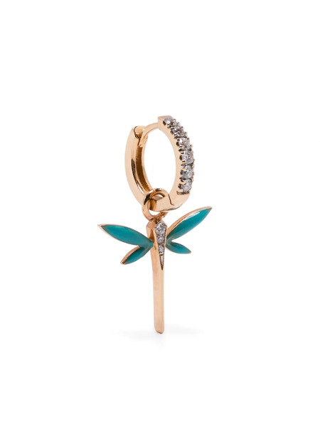  Anapsara 18k Rose Gold Dragonfly-pendant Diamond Single Earring - Pink 