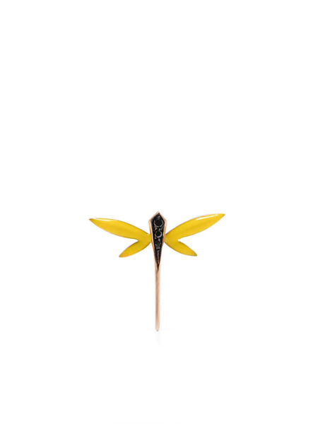  Anapsara 18k Yellow Gold Dragonfly Diamond Stud Earring 