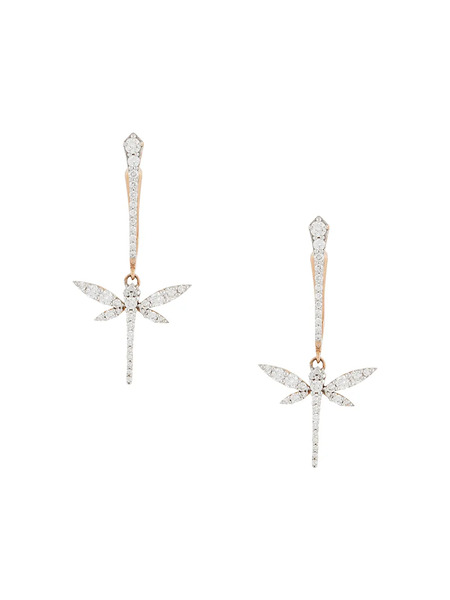  Anapsara 18kt Rose Gold And Diamond Mini Dragonfly Earrings - Pink 