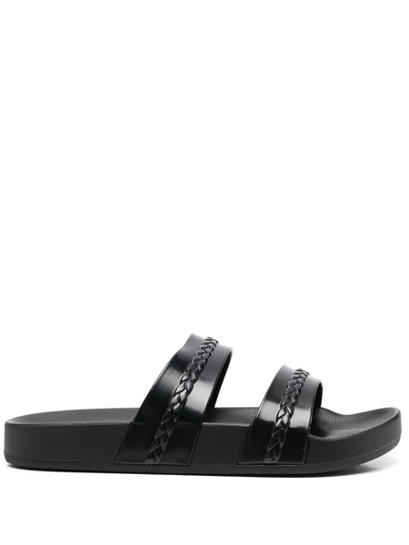  Ancient Greek Sandals Meli Double-strap Slides - Black 