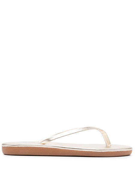  Ancient Greek Sandals Saionara Leather Flip Flops - Metallic 