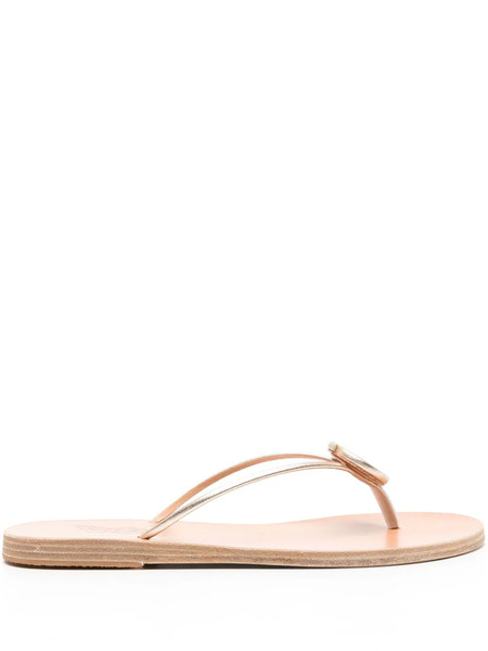  Ancient Greek Sandals Strovilos Leather Flip Flops - Gold 