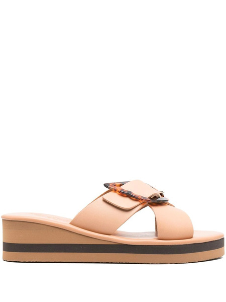  Ancient Greek Sandals Thais Rainbow Wedge Slides - Neutrals 