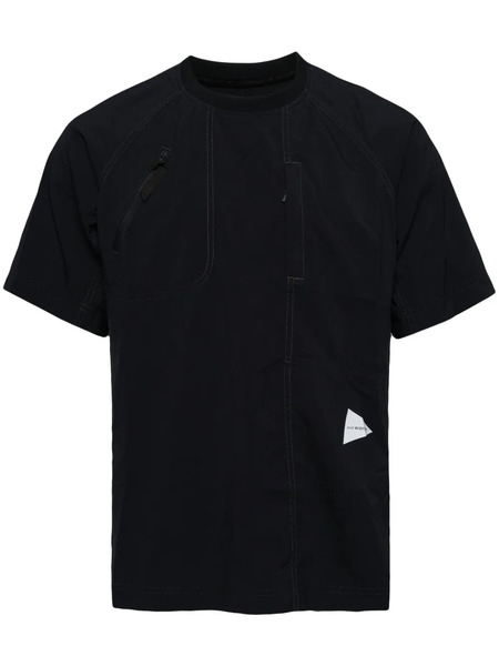  And Wander Contrast-stitching Panelled T-shirt - Blue 
