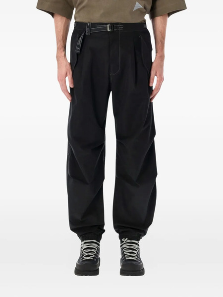  And Wander Logo-belt Trousers - Black 