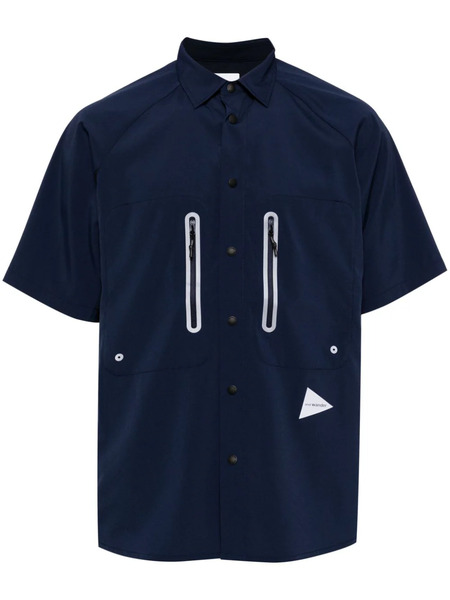 And Wander Logo-print Panelled Shirt - Blue 