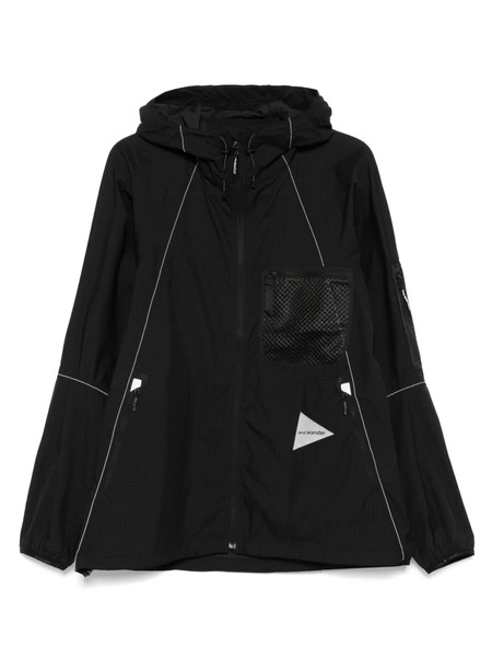  And Wander Mesh-pocket Hooded Jacket - Black 