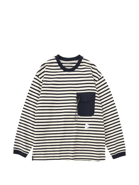  And Wander Striped Patch-pocket T-shirt - Neutrals 