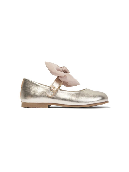 Andanines Bow-embellished Leather Ballerina Shoes - Gold 