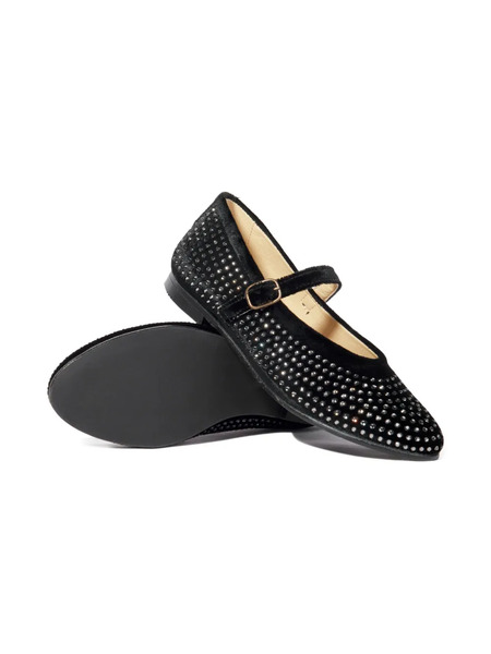  Andanines Studded Strapped Ballerinas - Black 