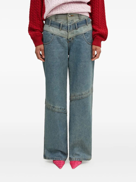  Andersson Bell Apa740m Layered Panelled Pocket Wide Jeans - Blue 