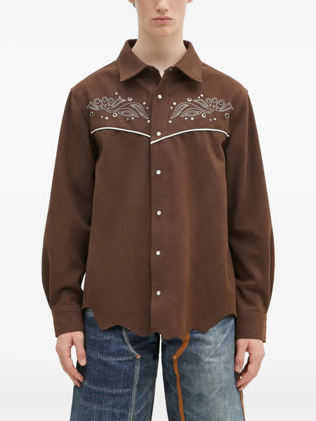  Andersson Bell Embroidered Yoke Shirt - Brown 