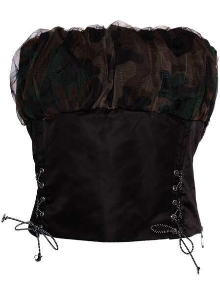  Andersson Bell Isla Shirred Crop Bustier - Black 