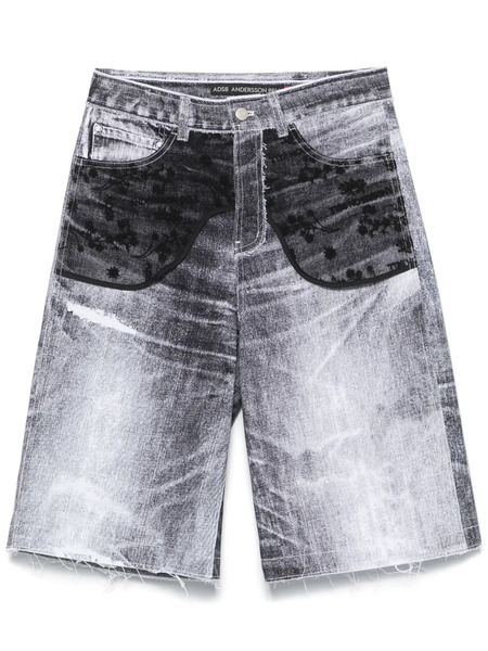  Andersson Bell Lace-panels Denim Shorts - White 