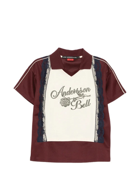  Andersson Bell Lace Polo Jersey Top - Red 