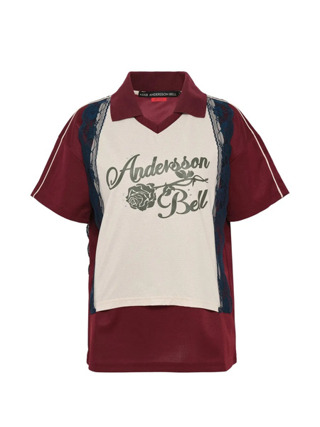  Andersson Bell Lace-trim Polo-collar T-shirt - Red 