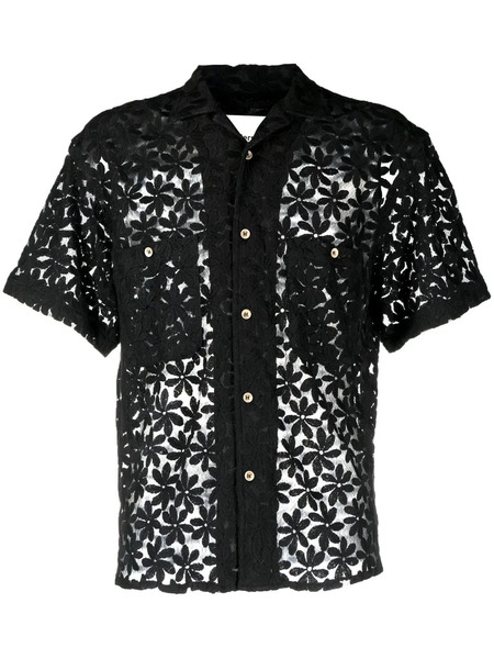  Andersson Bell Semi-sheer Floral-lace Shirt - Black 