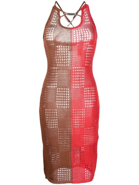  Andersson Bell Two-tone Open-knit Dress - Red 
