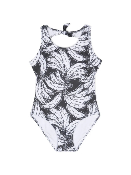  Andorine Banana-print Open-back Swimsuit - Black 